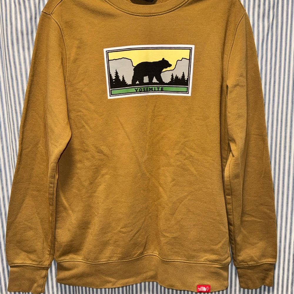 The North Face Brown Crewneck Sweater with Graphic Design